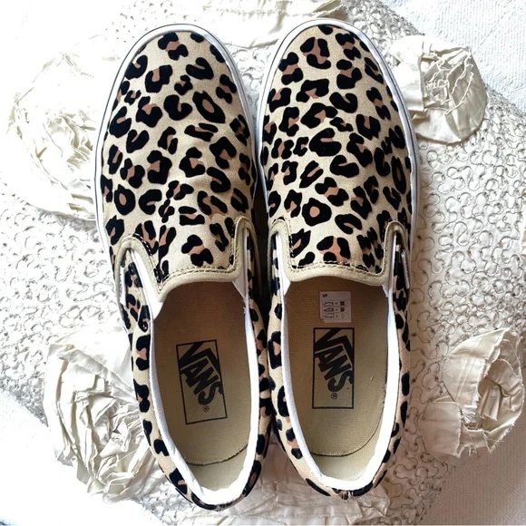 Vans Leopard Print Slip On Black Tan Casual Classic Slip On Shoes Size 9 - Picture 16 of 16